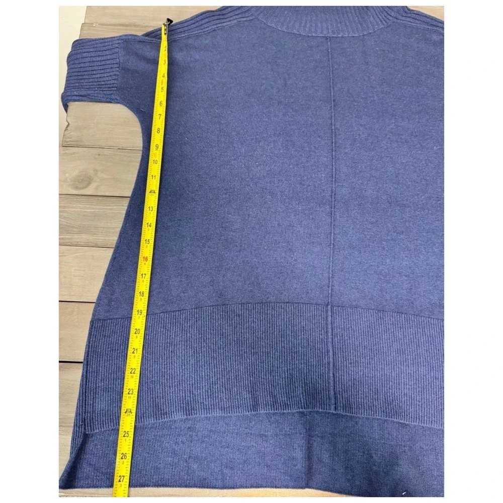 Soft Surroundings Blue Ribbed Cowl Neck‎ Tunic Sweater Knit Top Women's Size L
